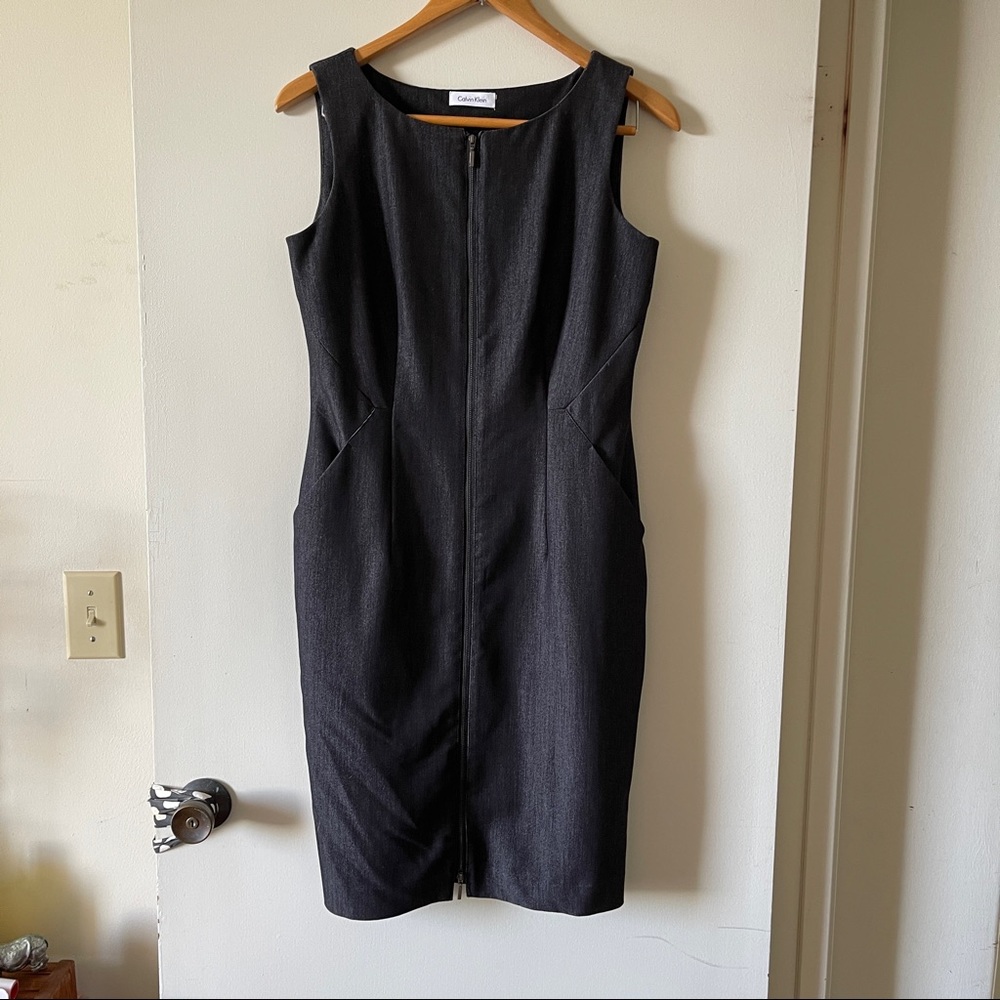 Denim zip sheath dress